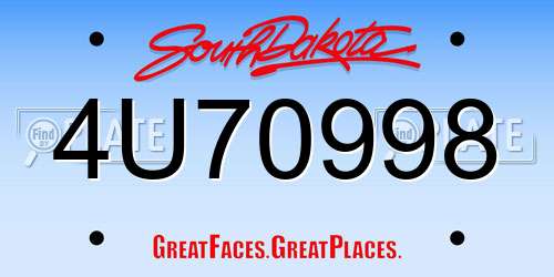 4U70998 South Dakota License Plate