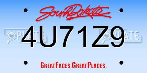 4U71Z9 South Dakota License Plate
