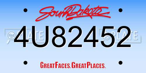 4U82452 South Dakota License Plate