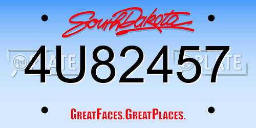 4U82457 South Dakota License Plate