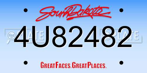 4U82482 South Dakota License Plate