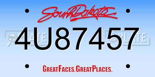 4U87457 South Dakota License Plate