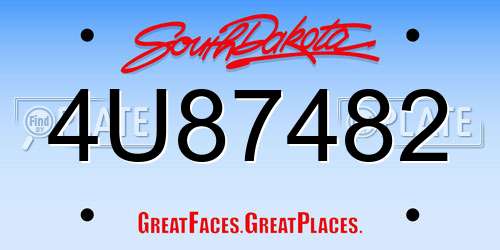 4U87482 South Dakota License Plate