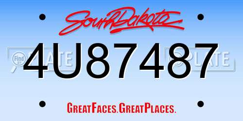 4U87487 South Dakota License Plate