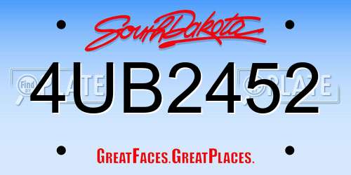 4UB2452 South Dakota License Plate
