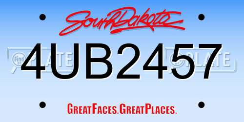 4UB2457 South Dakota License Plate