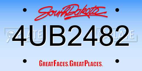 4UB2482 South Dakota License Plate