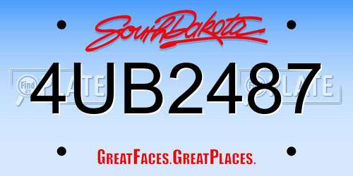 4UB2487 South Dakota License Plate