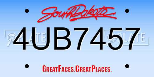 4UB7457 South Dakota License Plate