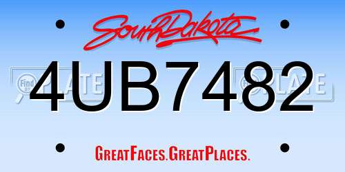 4UB7482 South Dakota License Plate