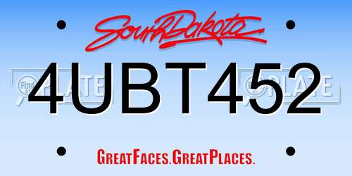 4UBT452 South Dakota License Plate