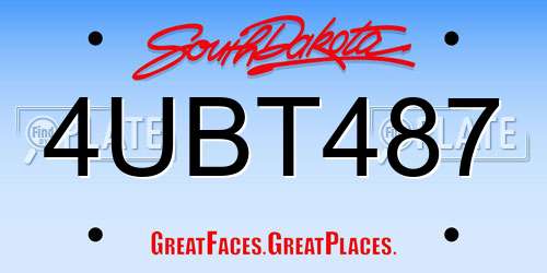 4UBT487 South Dakota License Plate