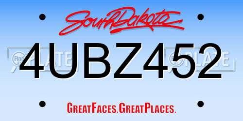 4UBZ452 South Dakota License Plate