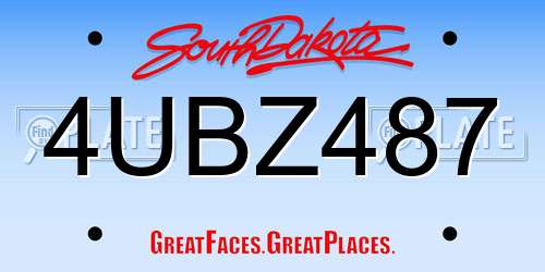 4UBZ487 South Dakota License Plate