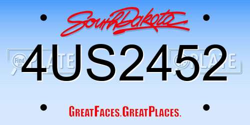 4US2452 South Dakota License Plate