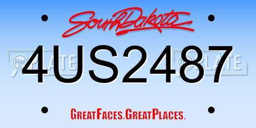 4US2487 South Dakota License Plate
