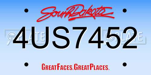 4US7452 South Dakota License Plate