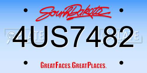 4US7482 South Dakota License Plate