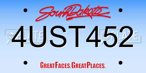 4UST452 South Dakota License Plate