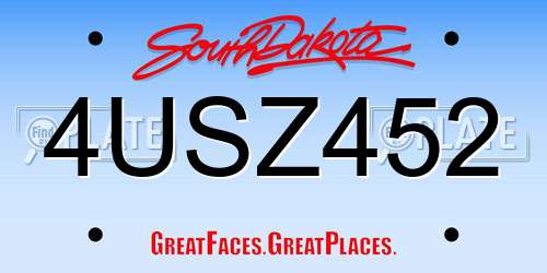 4USZ452 South Dakota License Plate