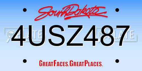 4USZ487 South Dakota License Plate