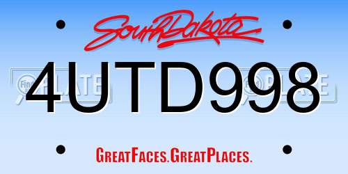 4UTD998 South Dakota License Plate