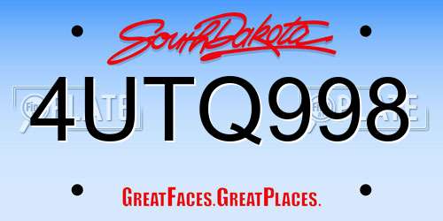 4UTQ998 South Dakota License Plate