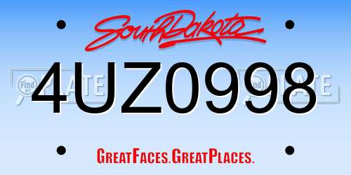 4UZ0998 South Dakota License Plate