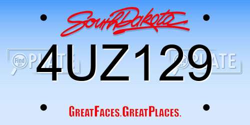 4UZ129 South Dakota License Plate
