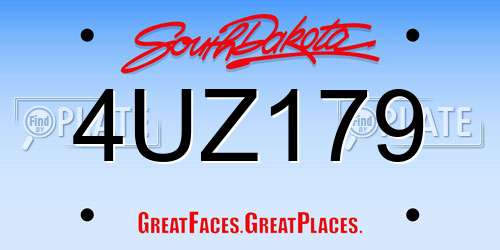 4UZ179 South Dakota License Plate