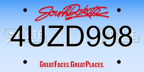 4UZD998 South Dakota License Plate