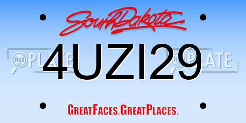 4UZI29 South Dakota License Plate