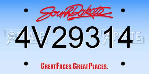 4V29314 South Dakota License Plate