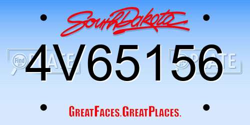 4V65156 South Dakota License Plate