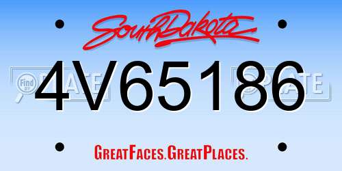 4V65186 South Dakota License Plate
