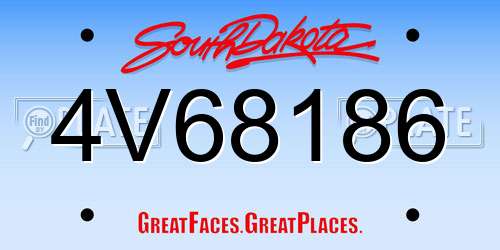 4V68186 South Dakota License Plate