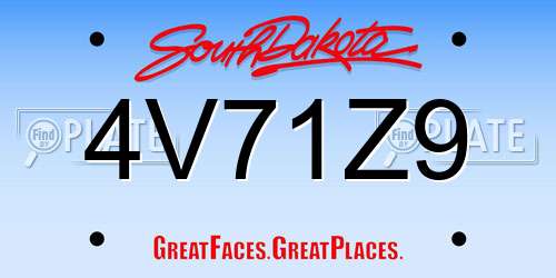 4V71Z9 South Dakota License Plate