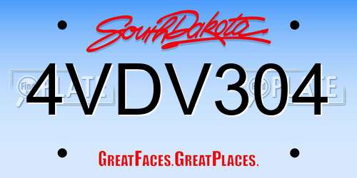 4VDV304 South Dakota License Plate