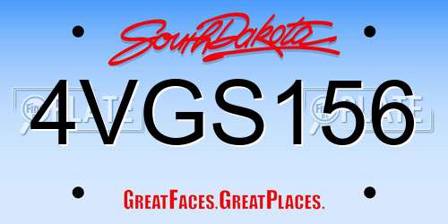 4VGS156 South Dakota License Plate