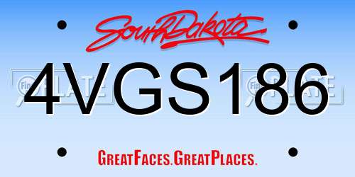 4VGS186 South Dakota License Plate