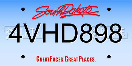 4VHD898 South Dakota License Plate