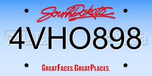 4VHO898 South Dakota License Plate