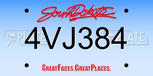 4VJ384 South Dakota License Plate