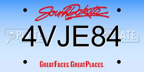 4VJE84 South Dakota License Plate