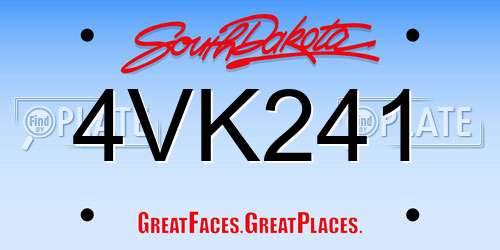 4VK241 South Dakota License Plate