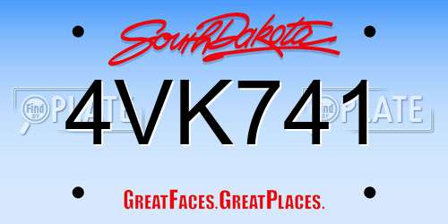 4VK741 South Dakota License Plate