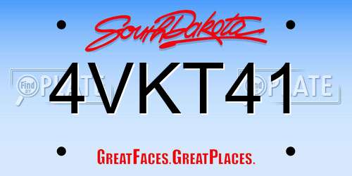 4VKT41 South Dakota License Plate