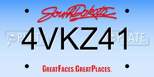 4VKZ41 South Dakota License Plate