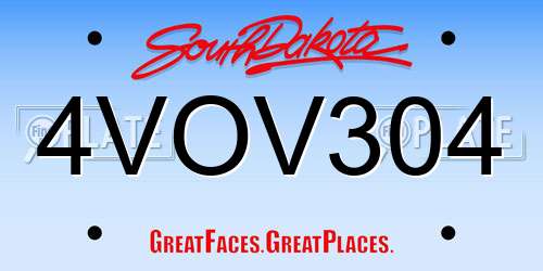 4VOV304 South Dakota License Plate