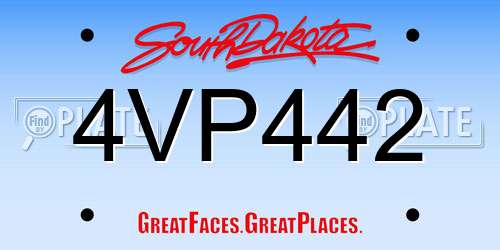4VP442 South Dakota License Plate
